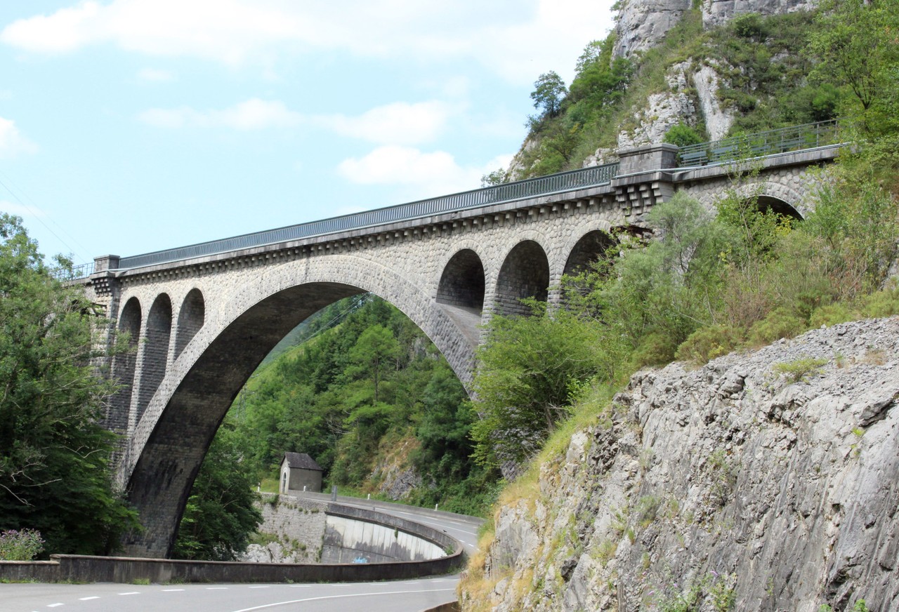 The railway line, Escot Viaduct