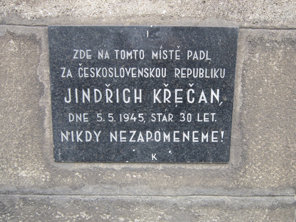 Jindřich Křečan-Gedenktafel an der Roosevelt-Brücke